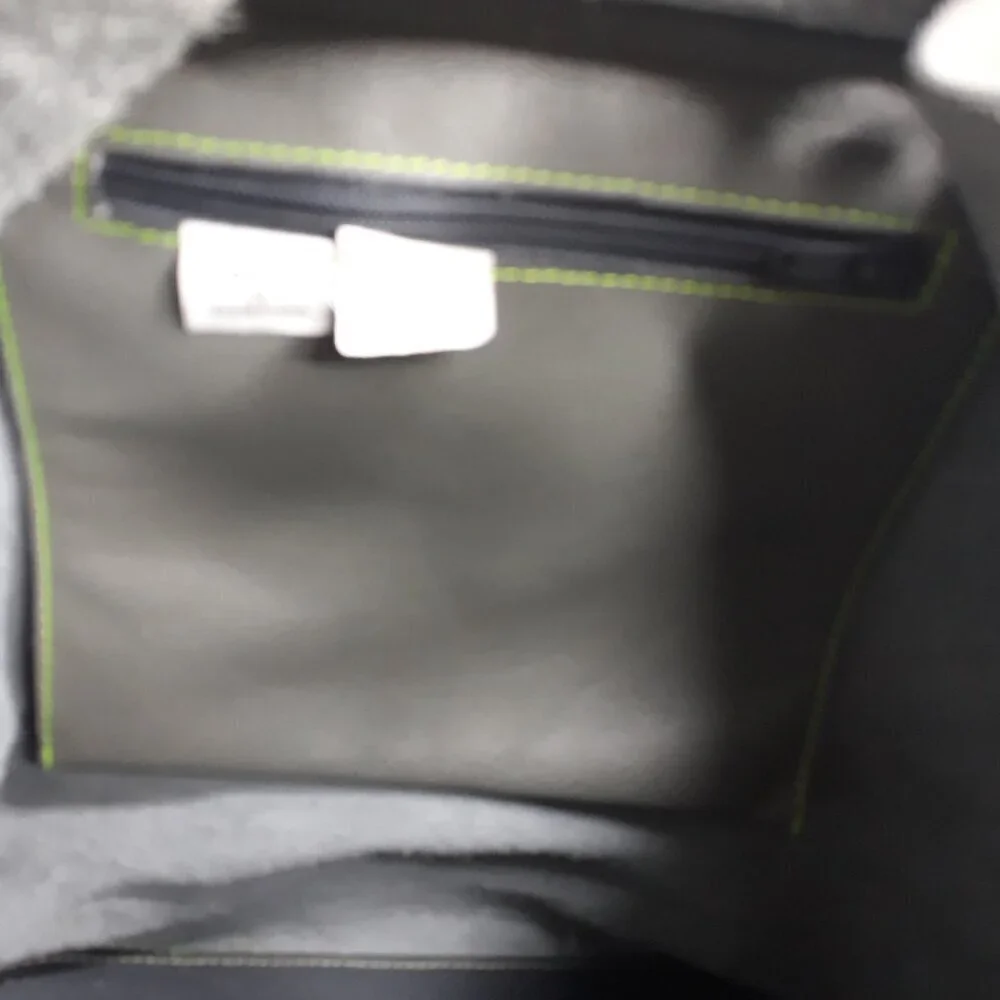 Green Leather Contrast Stitching Backpack Made in Romania Boho Utility